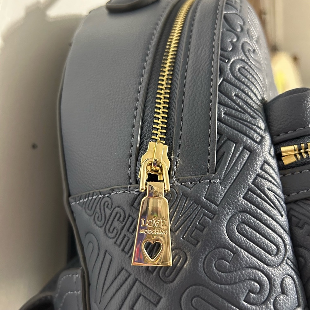LOVE Moschino Blue Embossed Backpack - Picture 2 of 13